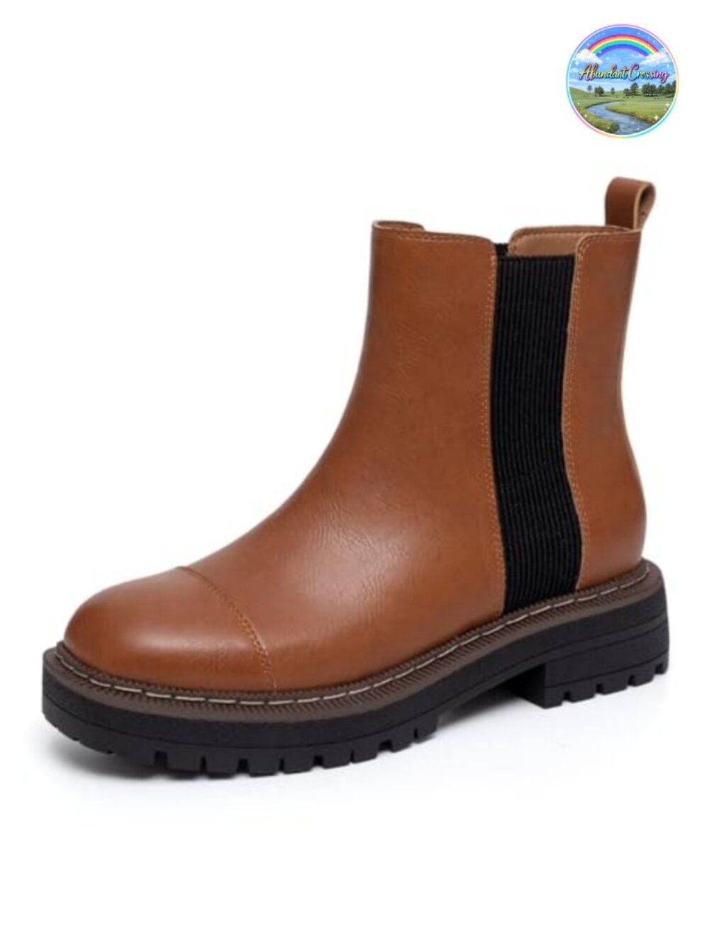 Chelsea Ankle Booties Chunky Block Heel Slip On Faux Leather Platform